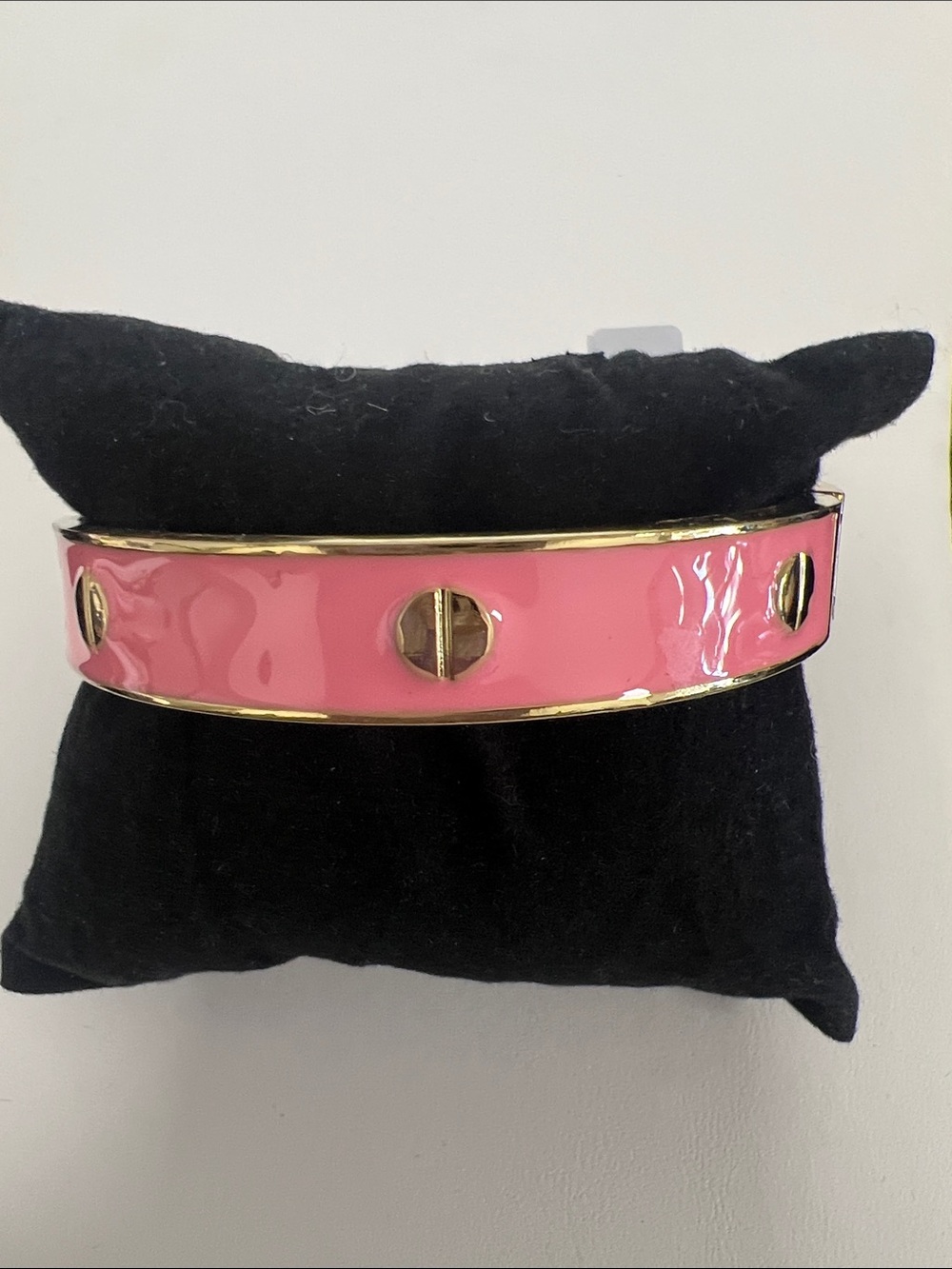 Pink Enamel Screw-Accent Bangle Bracelet - Women's Accessory